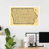 Iowa Railroad Map 1897 Poster (Thuiskantoor)