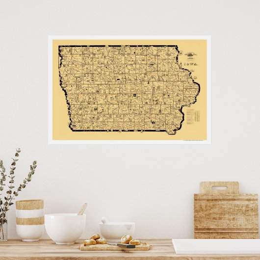Iowa Railroad Map 1897 Poster (Keuken)