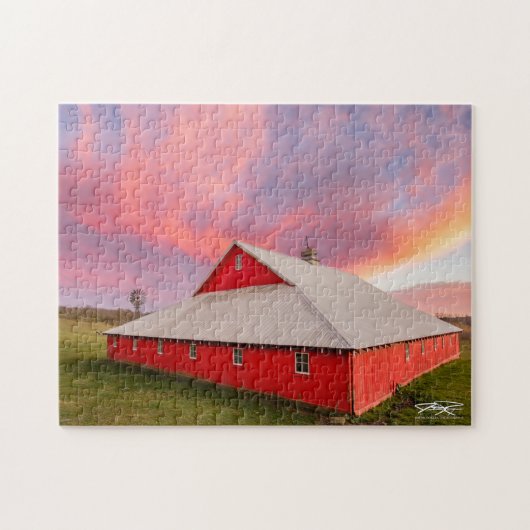 Iowa Red Barn Sunset - Puzzle Legpuzzel (Horizontaal)