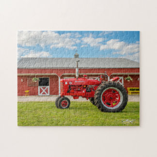 Iowa Red Tractor + Stable Puzzle voor paarden Legpuzzel
