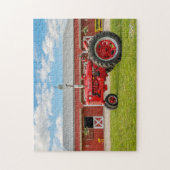 Iowa Red Tractor + Stable Puzzle voor paarden Legpuzzel (Verticaal)