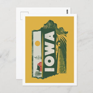 Iowa Retro Travel Design Iconische Staten Briefkaart