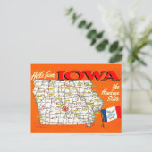 Iowa Roadmap Postcard Briefkaart (Staand voorkant)
