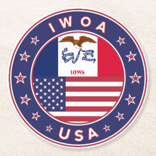 Iowa Ronde Kartonnen Onderzetter