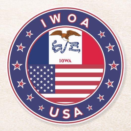 Iowa Ronde Kartonnen Onderzetter (Voorkant)