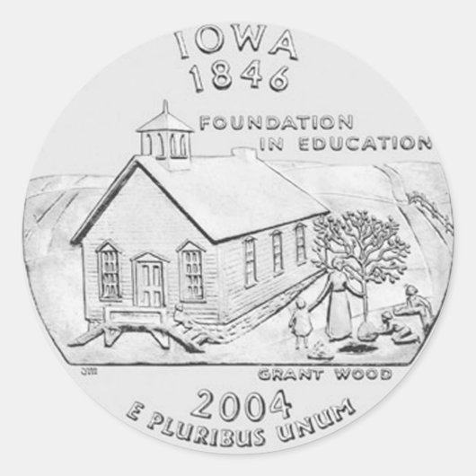 Iowa Ronde Sticker (Voorkant)