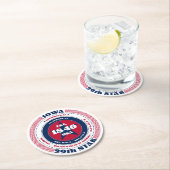 Iowa rood wit blauw typografie ronde kartonnen onderzetter (Insitu)