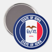 Iowa Round Emblem Magneet (Voorkant / Achterkant)
