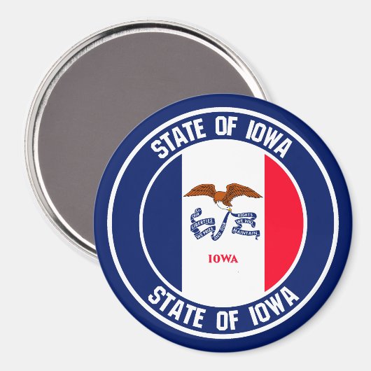 Iowa Round Emblem Magneet (Voorkant / Achterkant)