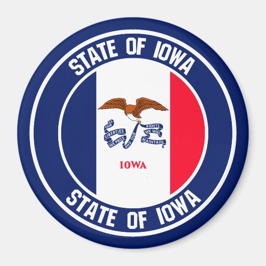 Iowa Round Emblem Magneet (Voorkant)