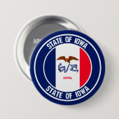 Iowa Round Emblem Ronde Button 7,6 Cm (Voorkant /achterkant)
