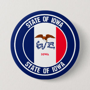 Iowa Round Emblem Ronde Button 7,6 Cm