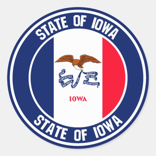 Iowa Round Emblem Ronde Sticker (Voorkant)