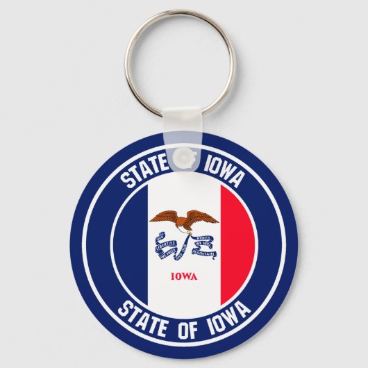 Iowa Round Emblem Sleutelhanger (Voorkant)
