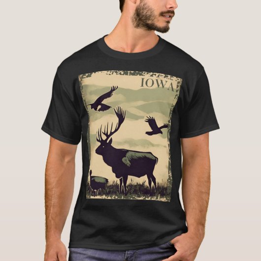 Iowa Rustic Style Vintage Poster T-shirt (Voorkant)