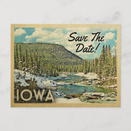 Iowa Save the Date Mountains River Snow Aankondigingskaart