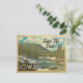 Iowa Save the Date Mountains River Snow Aankondigingskaart (Staand voorkant)