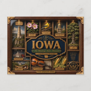 Iowa-schaduwdoos 3D-figuur Staat Briefkaart