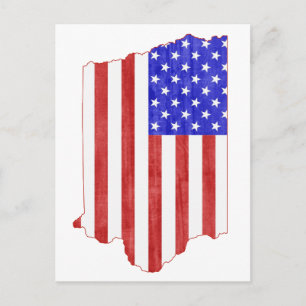Iowa Shaped American Flag Hawkeye Patriotic Iowan Briefkaart