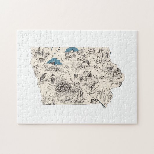 Iowa Shaped Iowan Hawkeye  Afbeelding Map Legpuzzel (Horizontaal)