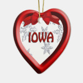 Iowa Snowflake Heart-kerstversiering Keramisch Ornament (Links)