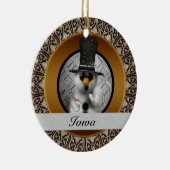 Iowa Snowman kerstversiering Keramisch Ornament (Rechts)