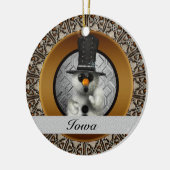 Iowa Snowman kerstversiering Keramisch Ornament (Links)