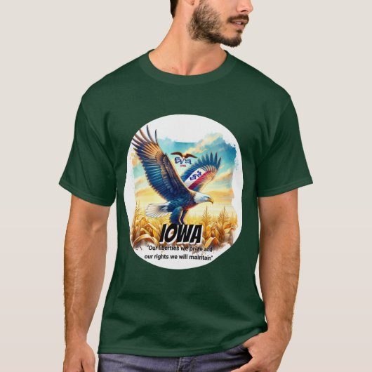 Iowa Soaring Spirit of the Bald Eagle State Animal T-shirt (Voorkant)