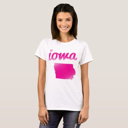 Iowa staat in roze t-shirt (Voorkant volledig)