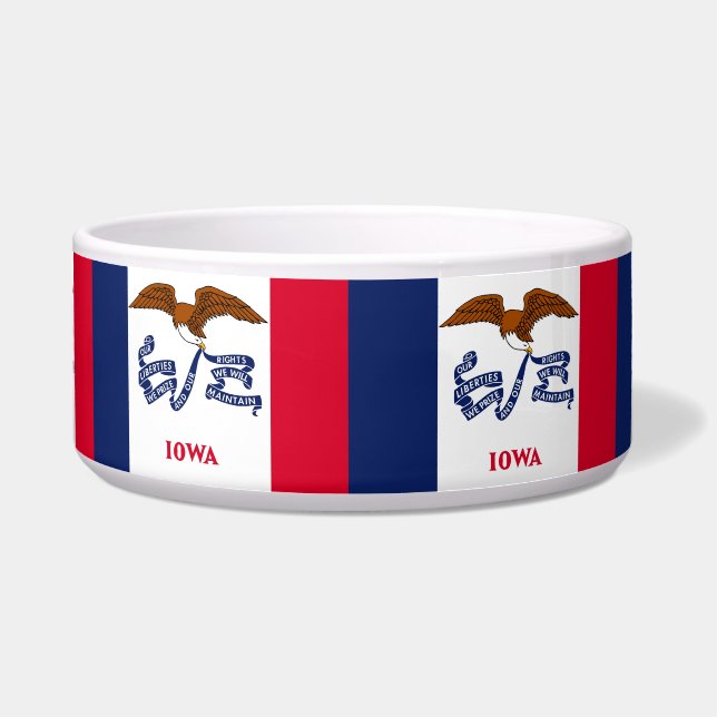 Iowa Staat Vlag Pet Bowl Voerbakje (Voorkant)
