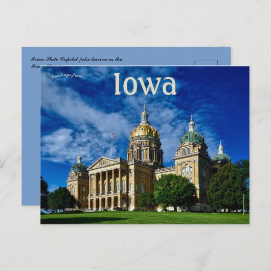 Iowa State Capitol Briefkaart (Voorkant / Achterkant)