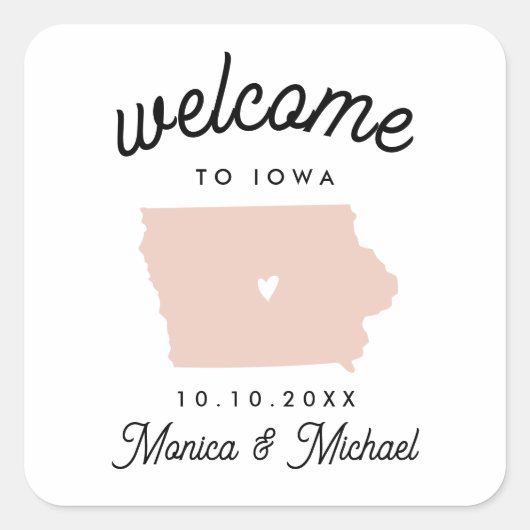 IOWA State Destination Weddenschap IEDERE KLEUR Vierkante Sticker (Voorkant)