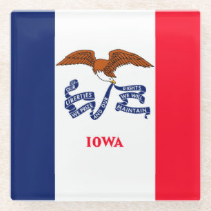 Iowa State Flag Design Decor Glazen Onderzetter