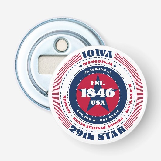 Iowa State Information Circle Button Flesopener (Voorkant)