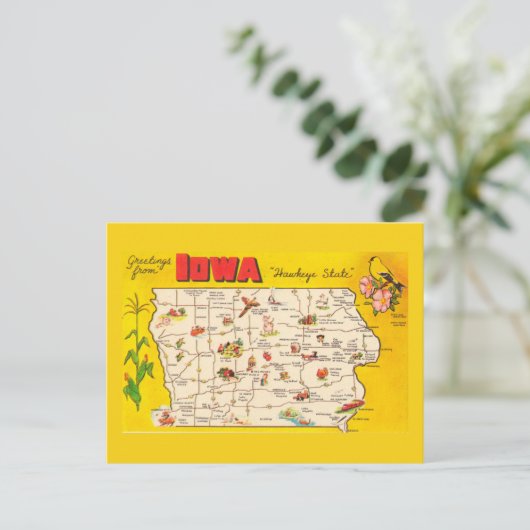 Iowa State Map Briefkaart (Staand voorkant)
