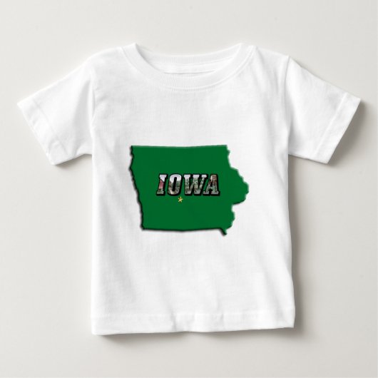 Iowa State Map Groene Omtrek & Fototekst Baby (Voorkant)