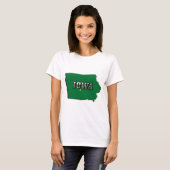 Iowa State Map Groene Omtrek & Fototekst Vrouwen T-shirt (Voorkant volledig)