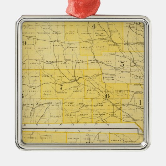 Iowa State Maps Metalen Ornament (Voorkant)