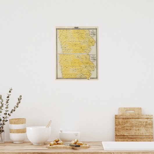 Iowa State Maps Poster (Keuken)