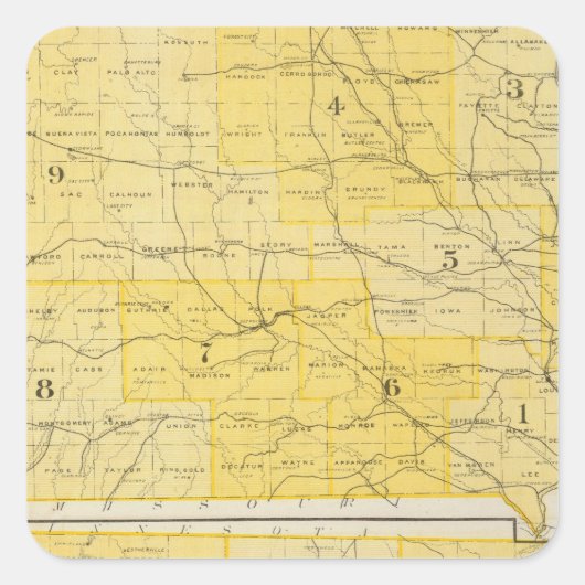 Iowa State Maps Vierkante Sticker (Voorkant)
