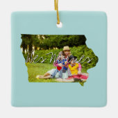 Iowa State Photo insert and town name Keramisch Ornament (Voorkant)