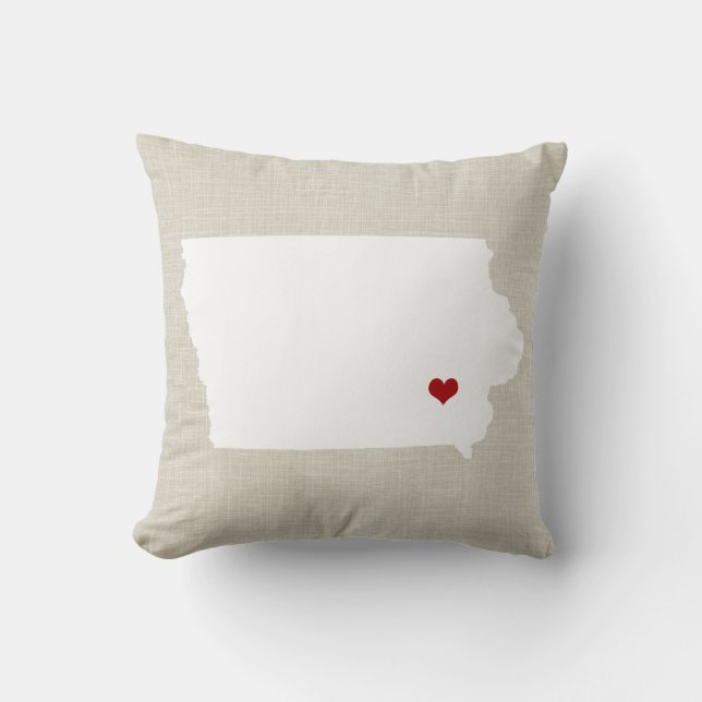 Iowa State Pillow Faux Linen gepersonaliseerd Kussen (Voorkant)