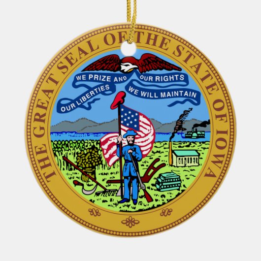 Iowa State Seal Keramisch Ornament (Voorkant)