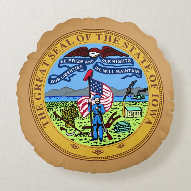 Iowa State Seal Rond Kussen (Voorkant)