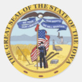 Iowa State Seal Ronde Sticker (Voorkant)