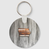 Iowa State Shape Rustic Sleutelhanger (Voorkant)