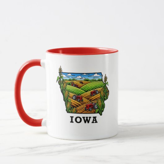 Iowa State Tattoo Style Cornfields Landbouwgrond Mok (Links)