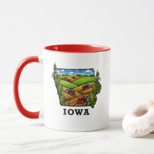 Iowa State Tattoo Style Cornfields Landbouwgrond Mok