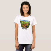 Iowa State Tattoo Style Cornfields Landbouwgrond T-shirt (Voorkant volledig)