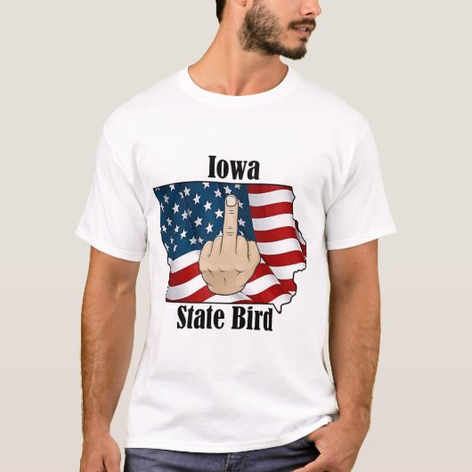 Iowa state vogel t-shirt middelvinger vlag (Voorkant)
